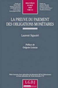 Image of La preuve du paiement des obligations monétaires